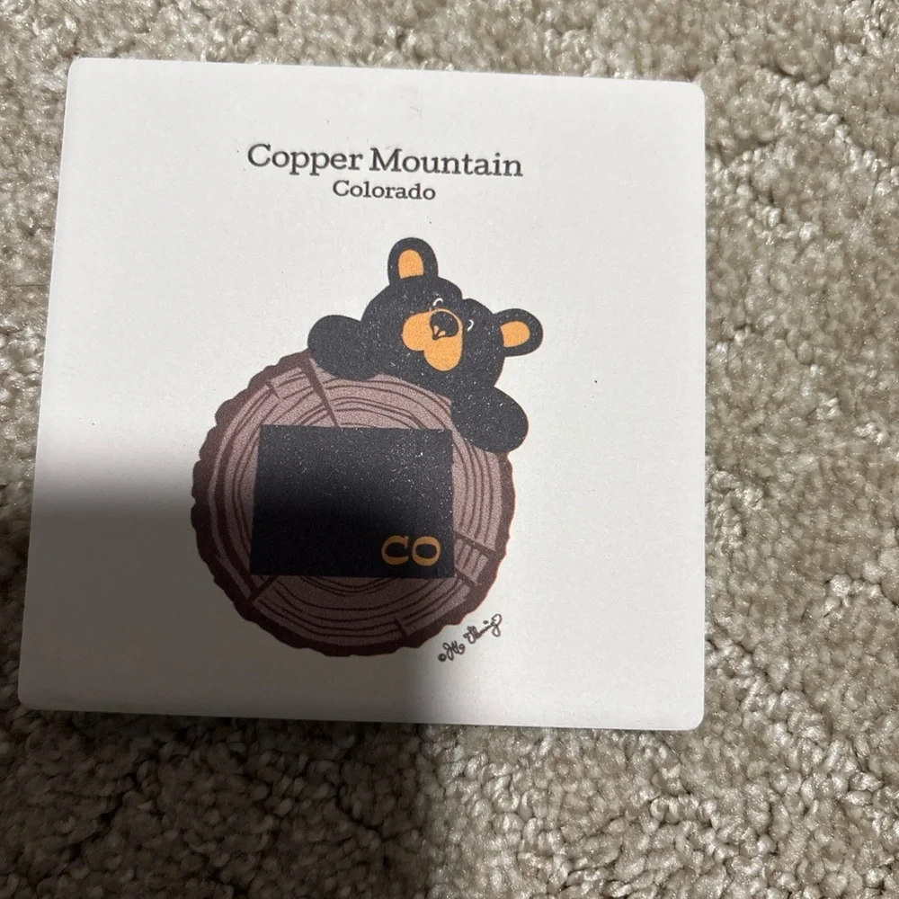 Demdaco Absorbent Coasters (4) Copper Mountain Colorado Black Bear Jeff Fleming